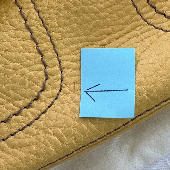 Cole Haan handbag purse yellow w gold detailing soft pebbled leather - Picture 13 of 15